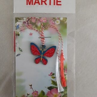 Houten vlindertje rood/blauw