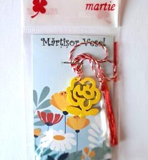 Houten bloemetje geel