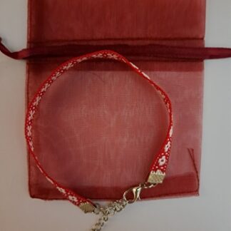 Armbandje lintje rood/wit