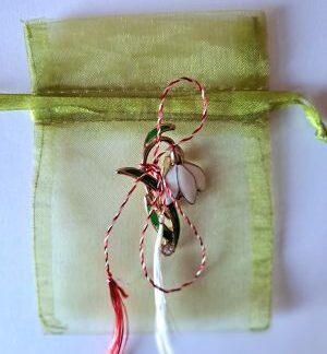 Broche sneeuwklokje olijfgroen